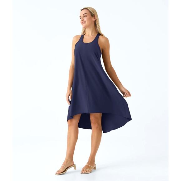 Halara Breezeful Pocket High Low Flowy Quick Dry Casual Dress Patriot Blue L - Picture 1 of 7